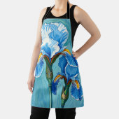 Tablier Fleurs d'Iris Bleu Motif Artistique (Insitu)
