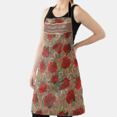 Tablier Fleurs d'or de luxe élégant classique Taupe person (Insitu)