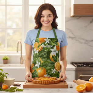 Tablier Fleurs d'Orange Personnalisées Cadeau de Nom