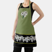 Tablier Fleurs Edelweiss vertes et noires Adultes (Insitu)