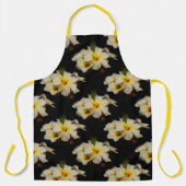 Tablier Fleurs élégantes en satin sur noir (Recto)