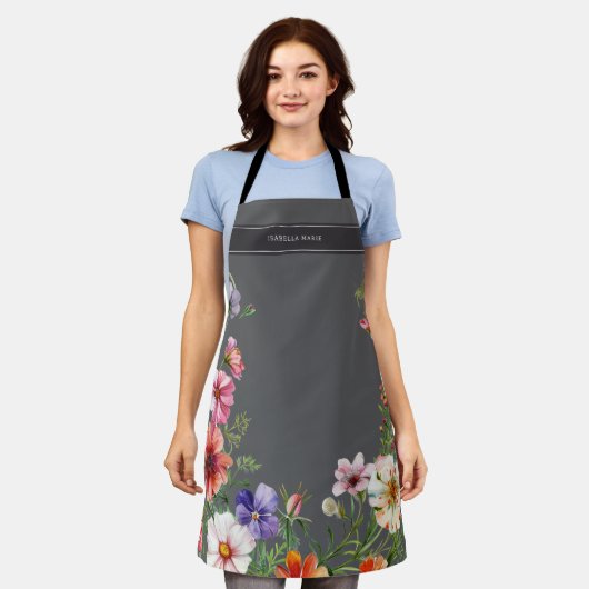 Tablier Fleurs élégantes modernes personnalisées (Porté)