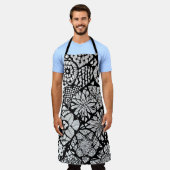 Tablier Fleurs en Tangle noir et blanc (Porté)