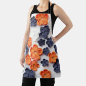 Tablier Fleurs en tissu cousu à la main printemps orange b (Insitu)