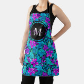 Tablier Fleurs et feuillage Turquoises et violets Personna (Insitu)