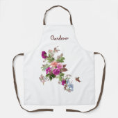 Tablier Fleurs et jardinier papillon Personnalisé (Recto)