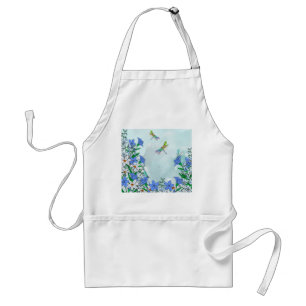 Tablier Fleurs et libellules bleues