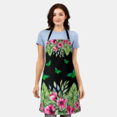 Tablier Fleurs et papillons tropicaux doux (Porté)