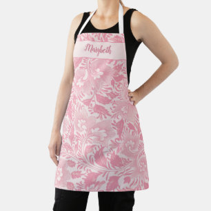 Tablier Fleurs et râteaux roses personnalisés