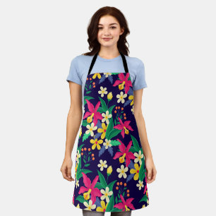 Tablier Fleurs Exotiques Colorées Motif Feuilles-23021