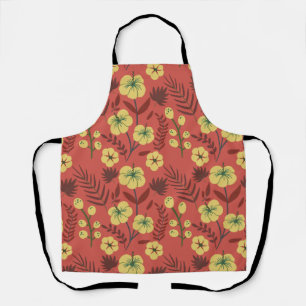 Tablier Fleurs florales sans coutures motifs jaunes et rou