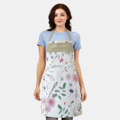 Tablier Fleurs fraîches de prés Khaki blanc (Porté)