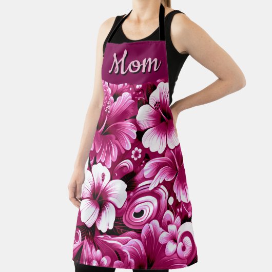 Tablier Fleurs hawaïennes tropicales Hibiscus Motif rose (Insitu)