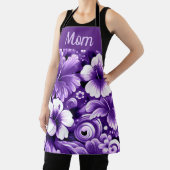 Tablier Fleurs hawaïennes tropicales Hibiscus Motif violet (Insitu)