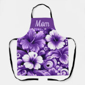 Tablier Fleurs hawaïennes tropicales Hibiscus Motif violet (Recto)
