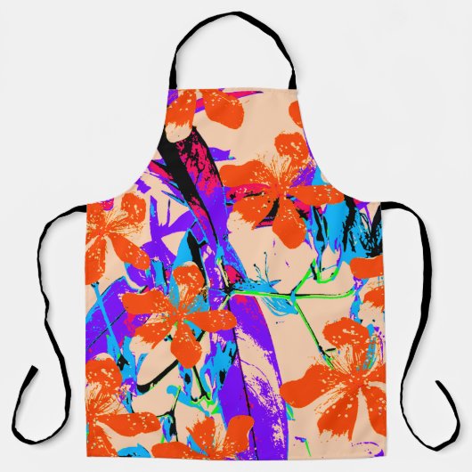 Tablier Fleurs Hawaii rose et violet (Recto)