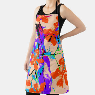 Tablier Fleurs Hawaii rose et violet