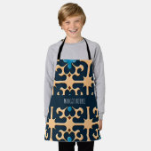 Tablier Fleurs Isométriques BLue Beige 3D motif floral (Porté)