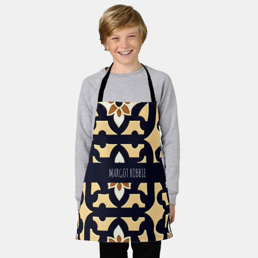 Tablier Fleurs issométriques en boîte Motif botanique beig (Porté)