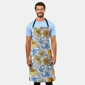 Tablier Fleurs Jaunes : Conception Textile sans joint (Porté)