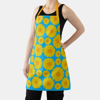 Tablier Fleurs jaunes et orange en gras sur Arrière - plan