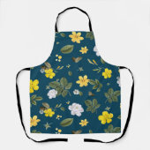 Tablier Fleurs jaunes et roses blanches (Recto)