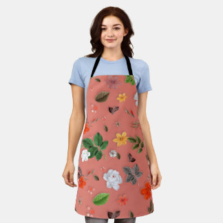 Tablier Fleurs jaunes et roses blanches 19