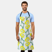 Tablier Fleurs Jaunes : Motif sans couture illustré (Porté)