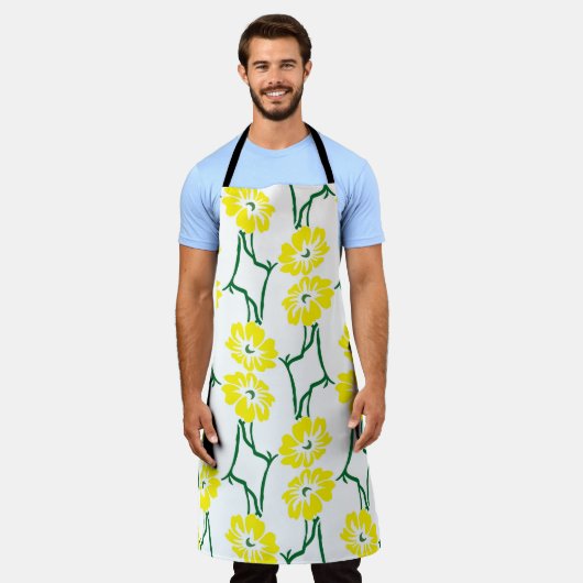 Tablier Fleurs Jaunes : Motif sans couture illustré (Porté)