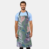 Tablier Fleurs Lilac Motif Gris Sage (Porté)