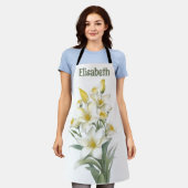 Tablier Fleurs Lys Jaunes Personnalisées (Porté)