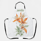 Tablier Fleurs Lys Orange Personnalisées (Recto)