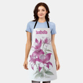 Tablier Fleurs Lys Violettes Personnalisées (Porté)