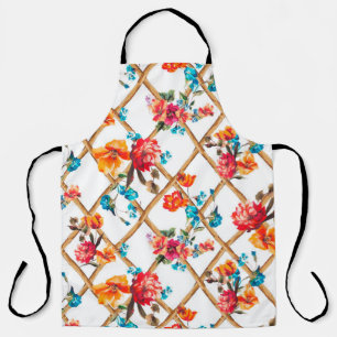 Tablier fleurs mode tissu design fleur, huile, peinture,