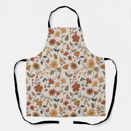 Tablier Fleurs modernes Feuilles Rouille d'or Impression (Recto)