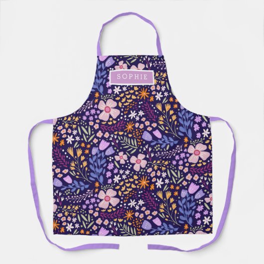 Tablier Fleurs Modernes Fleurs Sauvages Féminines Élégante (Recto)