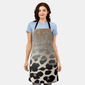 Tablier Fleurs Modernes Sur Empreinte de léopard (Porté)