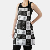 Tablier Fleurs monochromes et motif damier (Insitu)