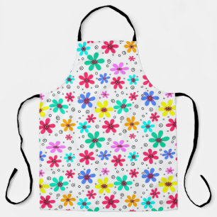 Tablier Fleurs multicolores marguerites somm arrière - pla
