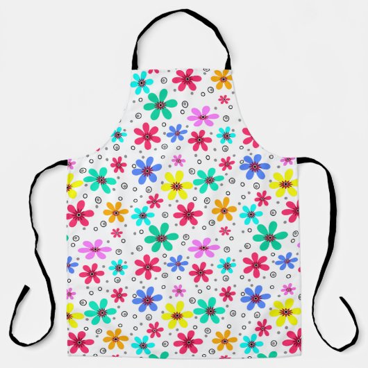 Tablier Fleurs multicolores marguerites somm arrière - pla (Recto)
