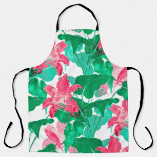 Tablier fleurs naturelles et patchs colorés feuille sans