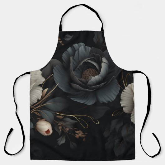Tablier Fleurs noires et blanches (Recto)