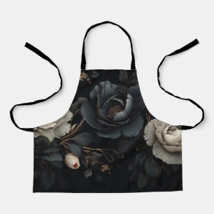 Tablier Fleurs noires et blanches