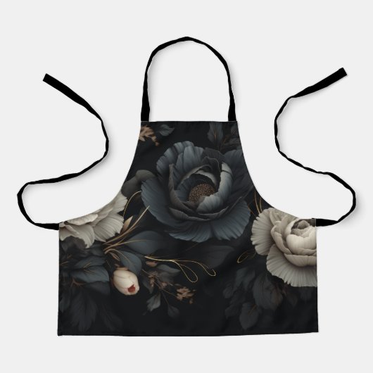Tablier Fleurs noires et blanches (Recto)