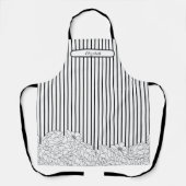 Tablier Fleurs noires et blanches avec bandes (Recto)