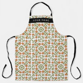 Tablier Fleurs orange, Motif Floral, Boho, Votre Nom (Recto)