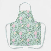 Tablier Fleurs pastel douces sur fond bleu (Recto)