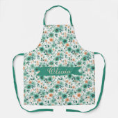 Tablier Fleurs personnalisées de printemps vintage vert (Recto)