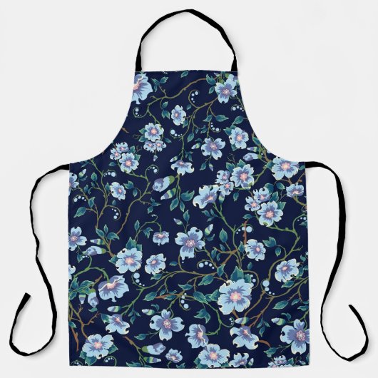 Tablier Fleurs pour enfants : bleu foncé transparent (Recto)