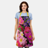 Tablier Fleurs Primules couleur Medley rose bleu violet (Porté)